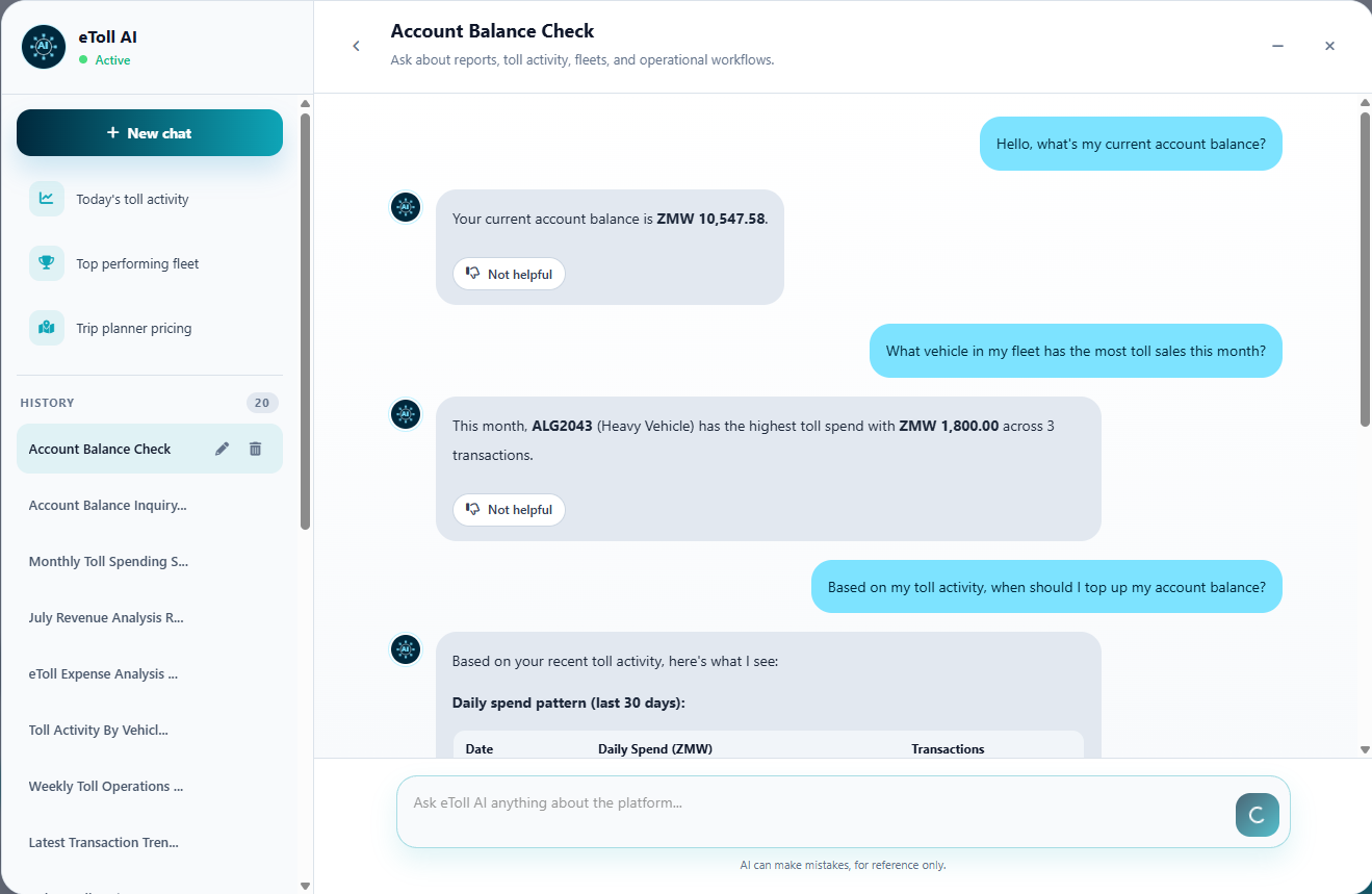 eToll AI Analytics Dashboard